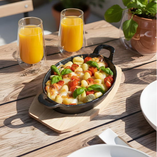 Iron Pan with Wooden Stand